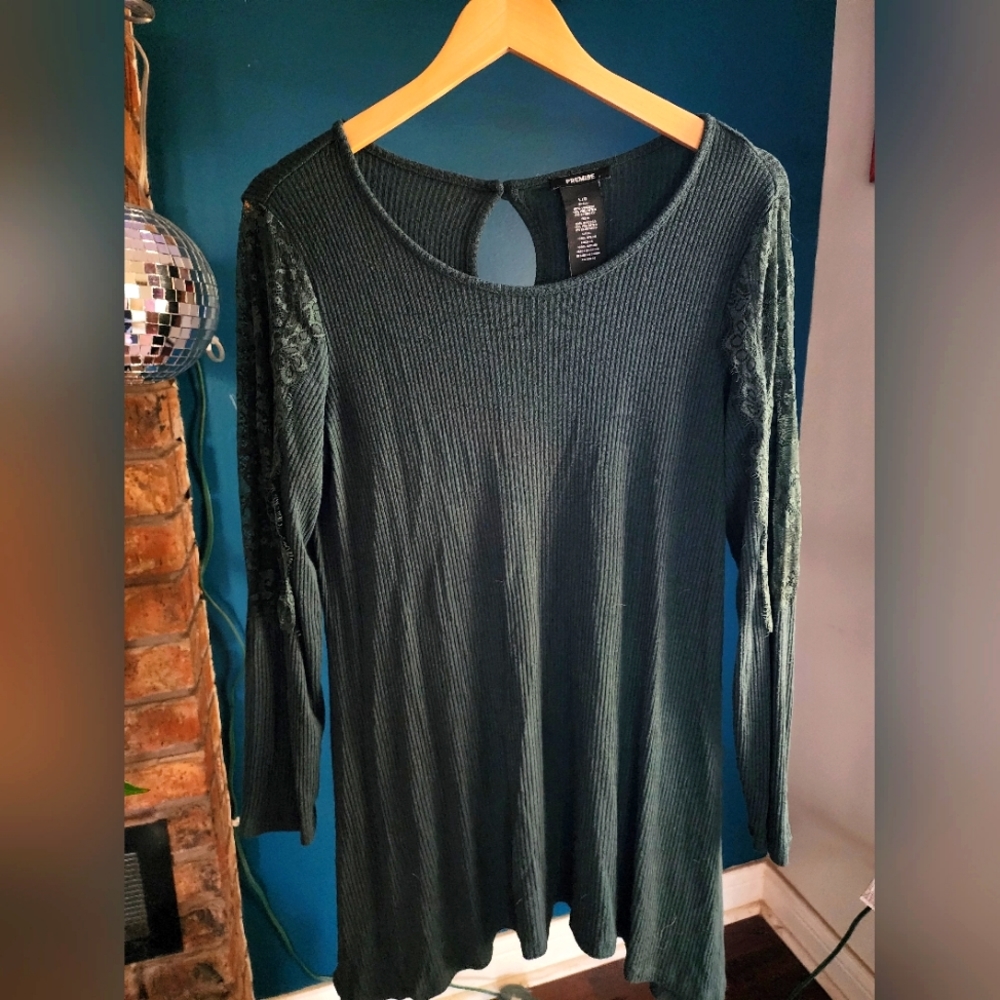 Premise Womens Lace Long Sleeve Top Luxury Yarn